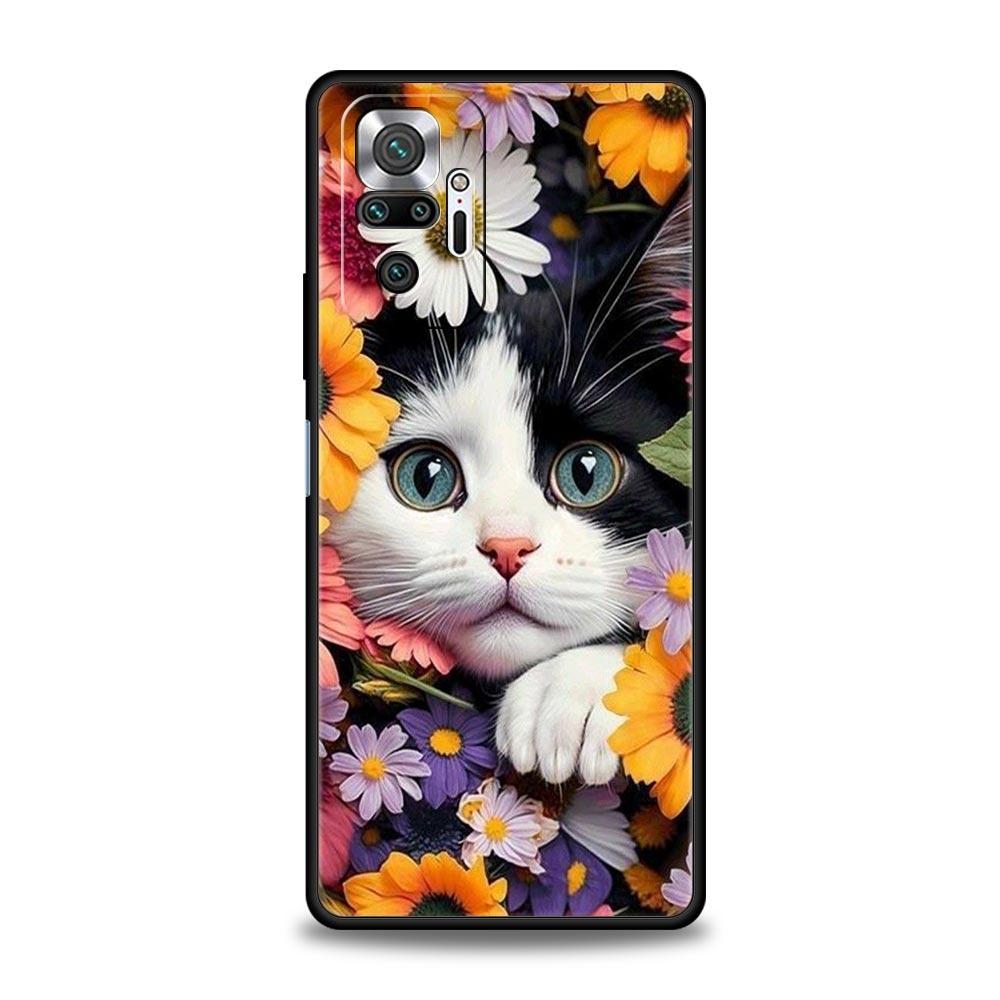 Cute Detection Cat Phone Case For Xiaomi Redmi Note 14 13 5G 10 11 12 Pro Plus 4G 14C 13C 12C 10C Black Cover
