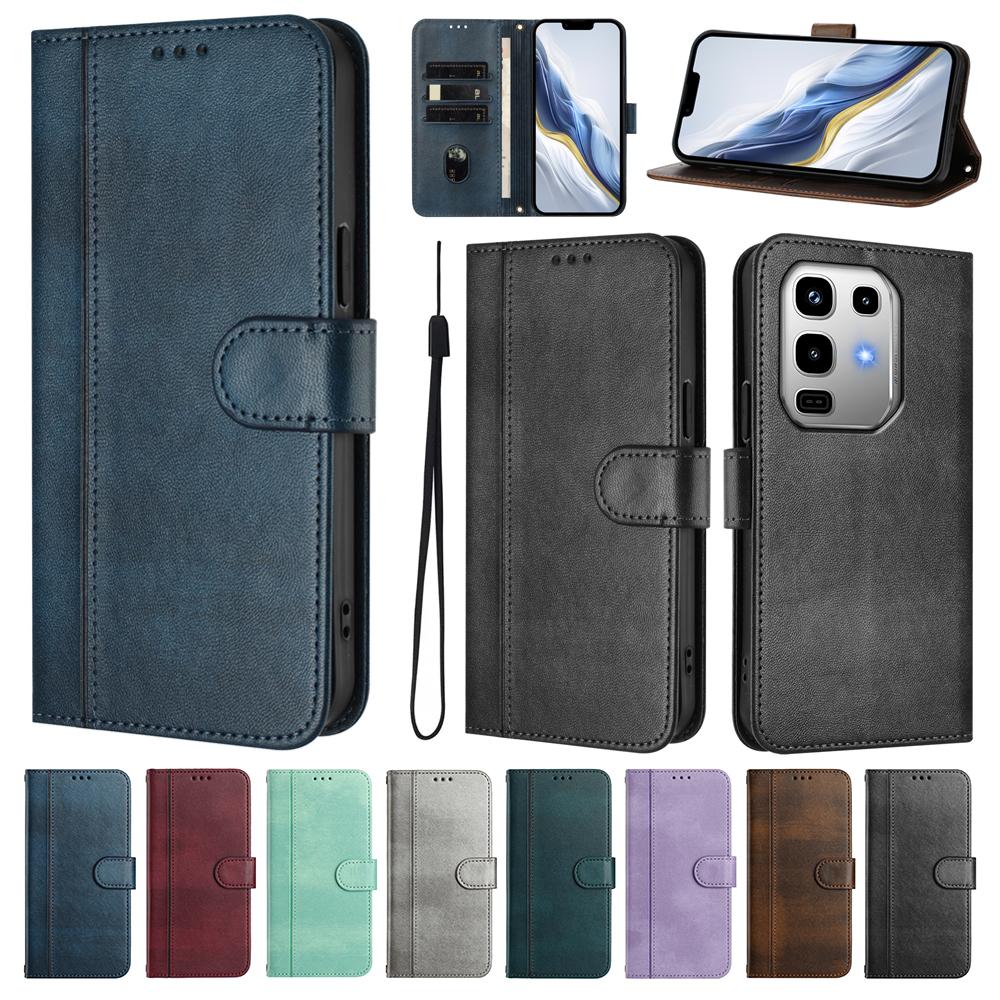 Capa Carteira de Couro Retro Para Celular Para Infinix Note 50 Zero 40 40X Hot 50i 40i GT 20 Pro Smart 9 8 Plus 7 HD Capa com Suporte Slots para Cartão