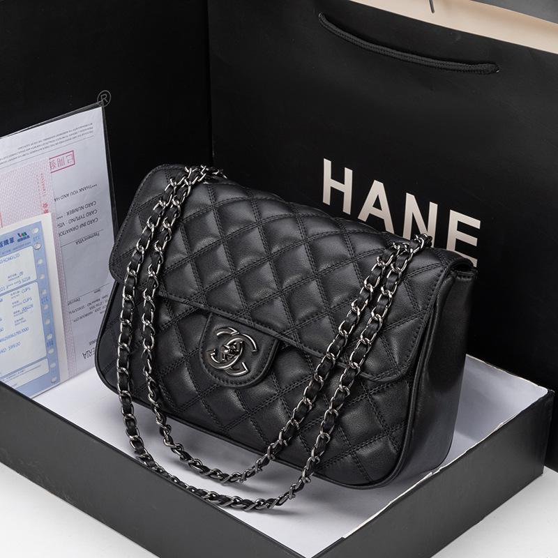 Xiaoxiangfeng Echte Leder Damen Tasche Gitter Kette Neue Modische Vielseitige Schulter Hochwertiges Gefühl Klassische Crossbody