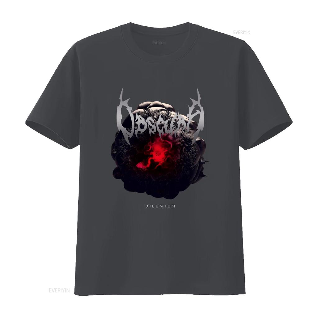 OBSCURA Diluvium Band T Shirt Unique Dark Art Design for Metal Fans Vintage Washed Homme Designer Clothes Top For Everyday Wear
