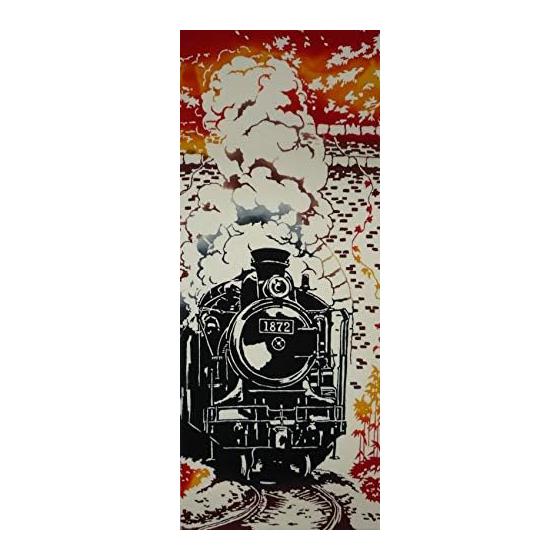 Todaya Shoten Tenugui Steam Locomotive (Autumn) Dyed with Pear Garden Dye, 100% Cotton, Approx . 37x90cm