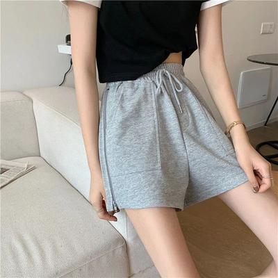 Summer Korean Version High Waisted Loose and Versatile Zipper Wide Leg Casual Sports Shorts for Female Students Hot Pants