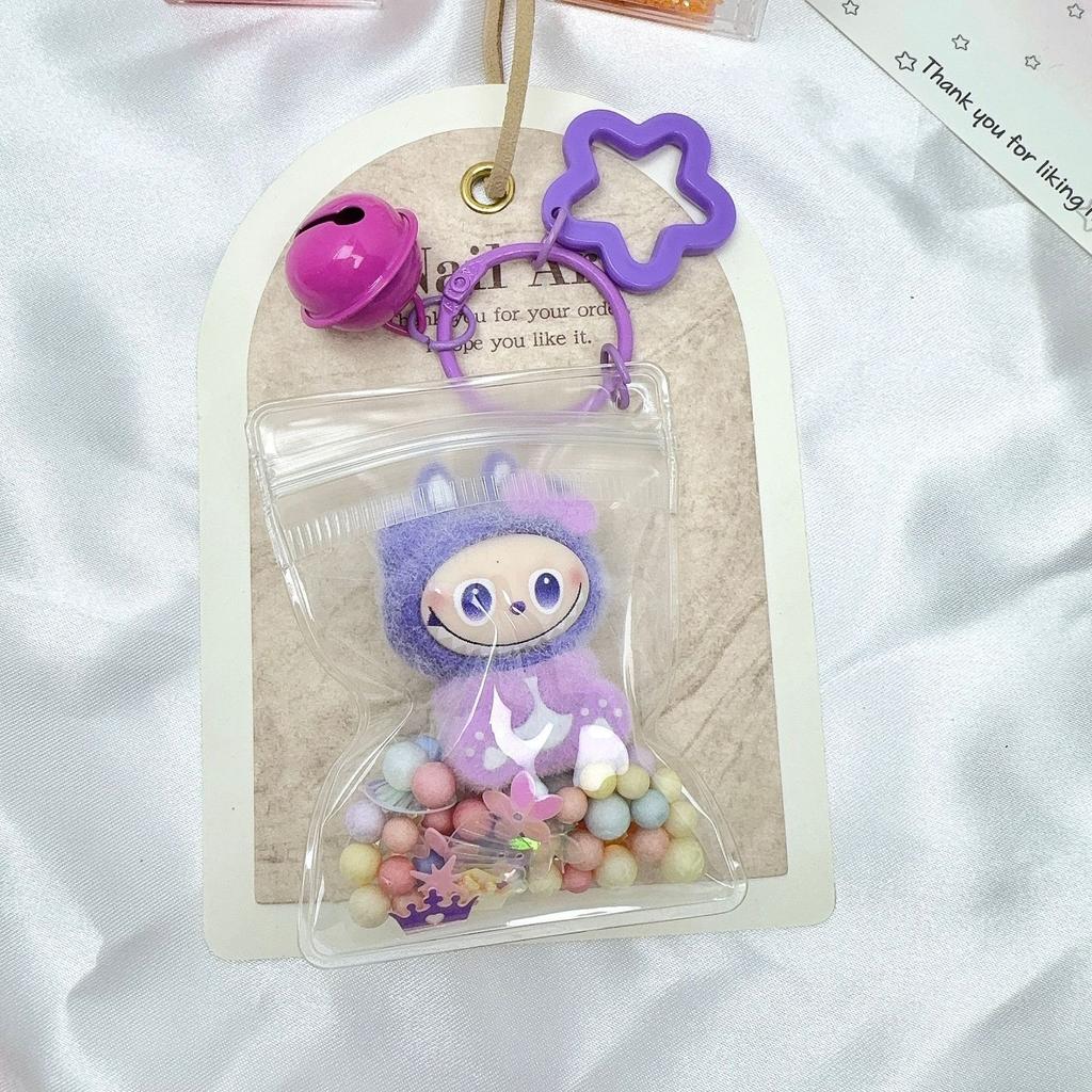 Transparent Dust Bag Bow Labubu Baby Bag Pendant Keychain Baby Walking Bag Decoration Cute Trendy Play