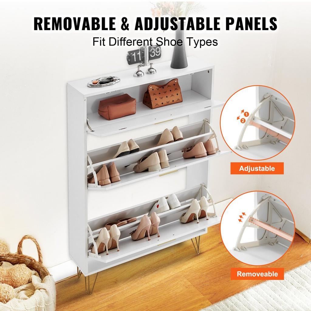 Shoe Cabinet with 3 Flip Drawers Shoe Storage Cabinet for Entryway Hallway