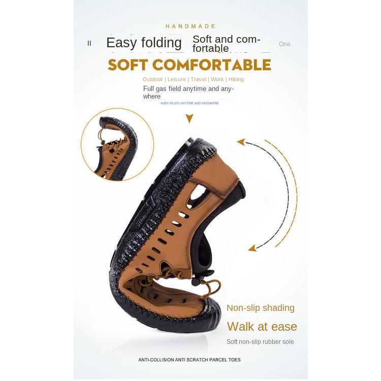 Summer Hollow Men's Leather Shoes Breathable Fashion Fashion Casual Business Sandals Lightweight Men's Comfortable Shoes