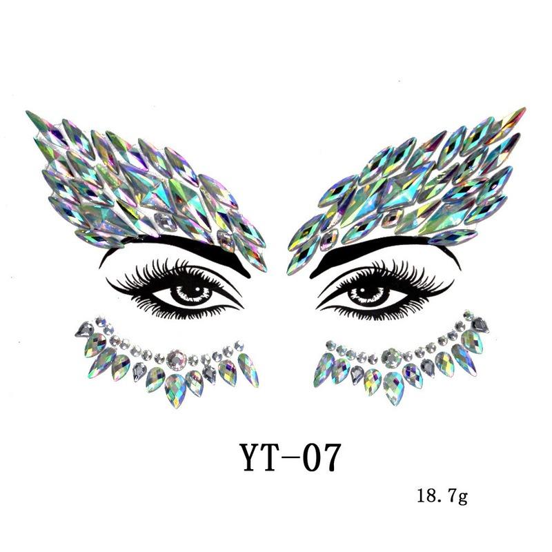 1Pcs 3D Crystal Face Stickers Decoration Face Eye Stickers Chest Sticke Glitter DIY Jewelry Festival Party Temporary Tattoo Stickers for Women
