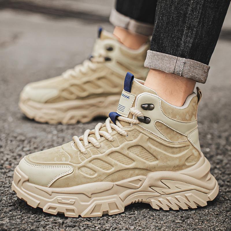 Winter non-slip mountaineering Martin boots thick-soled heightening dad shoes sports and leisure high-top locomotive boots
