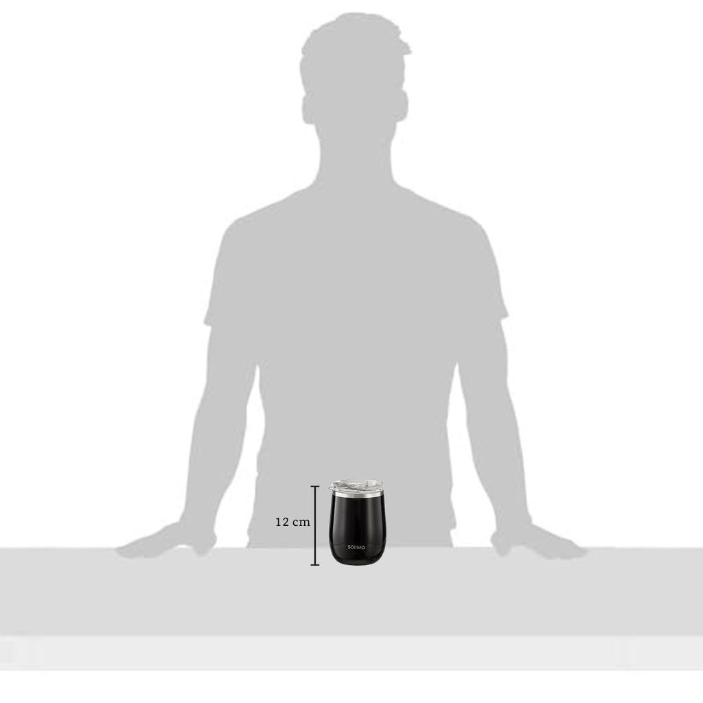 Stainless Steel Tumbler | Coffee Mug | Double Wall, Sweat-Proof Sipper with Lid for Hot & Cold Drinks | BIS-Approved | 300ml (Glossy Black Finish)