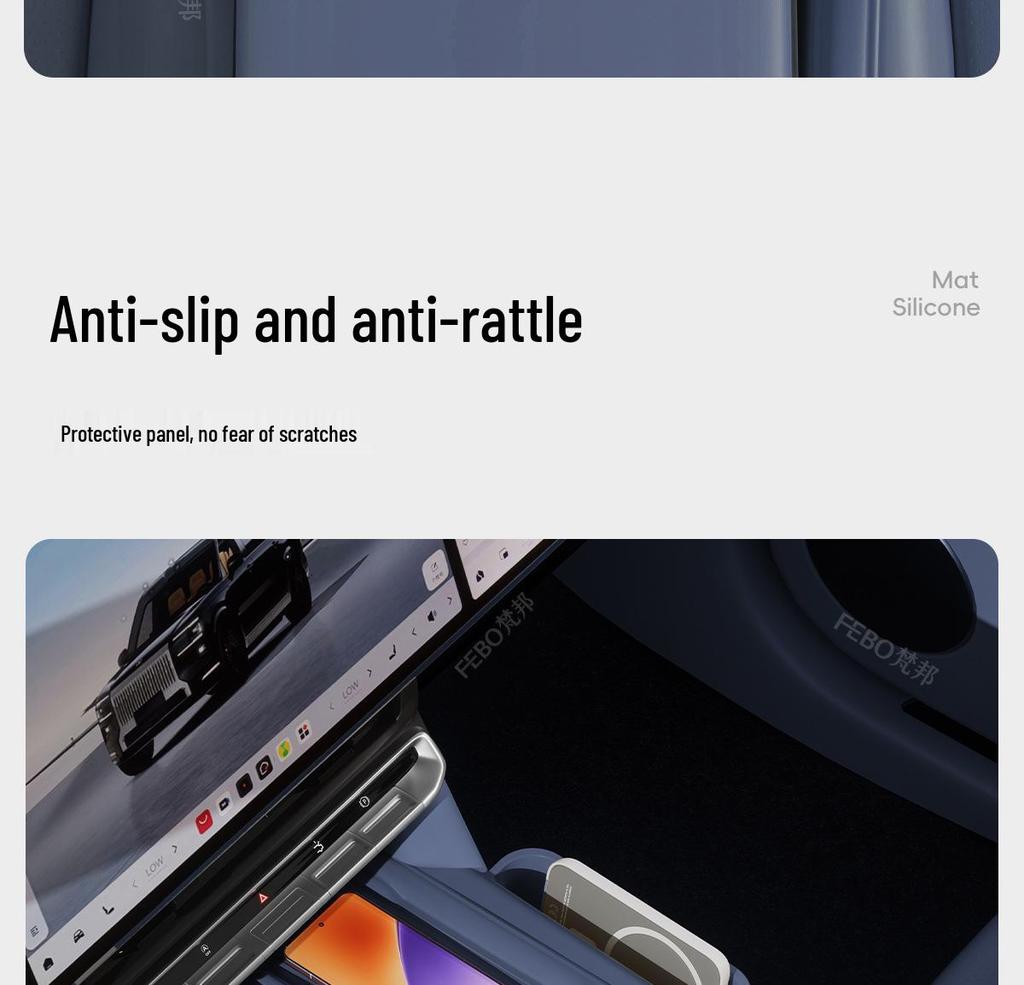 Zeekr 9X Center Console Storage Box: Silicone Upgrade with Full Wrap and Partitioning Interior Organizer.