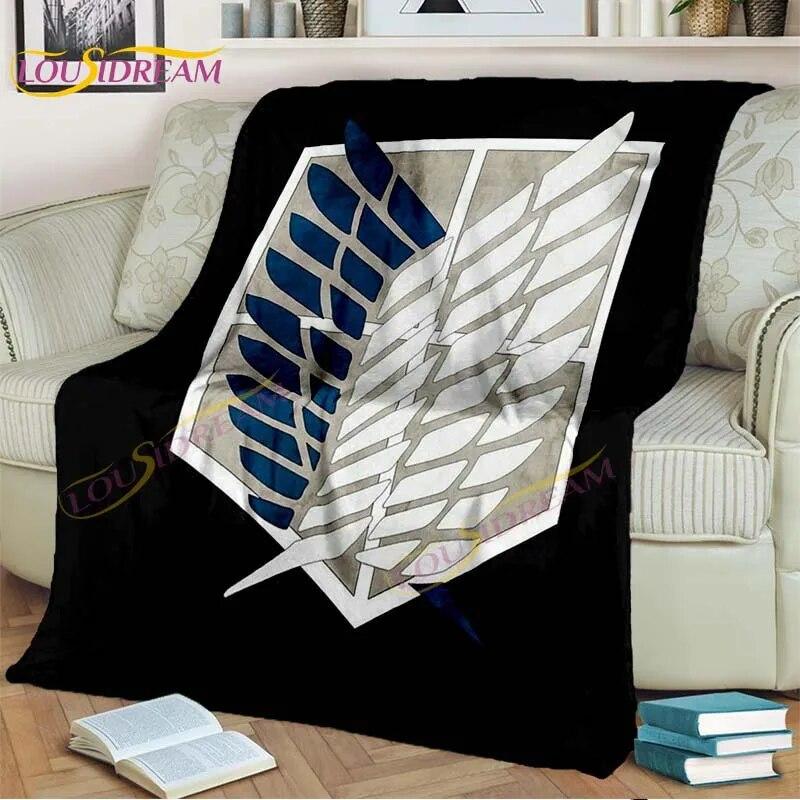 Classic Anime Blanket Attack On Titan Blanket Eren Jaeger Blanket for Bedroom Sofa Livingroom Cartoon Blanket Children's Blanket