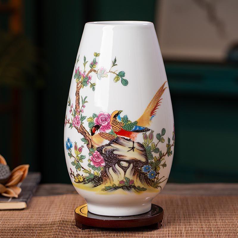 Chinese Jingdezhen Ceramic Vase Flower Arrangement Decoration Items Home Room Furnishing Accessories Cafe Office Ornaments Art