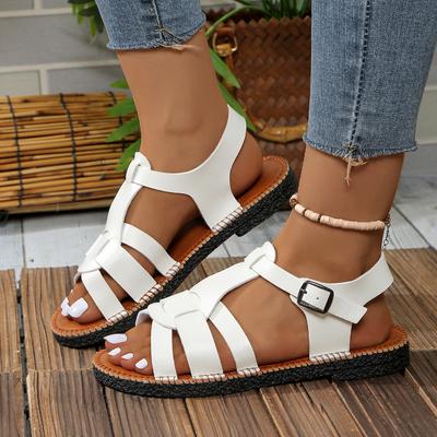 Fashion Women Sandals 2025 New Summer Trend Casual Open Toe Solid Outdoor Casual Flat Large Size Shoes for Women Wedge Platform Sandals