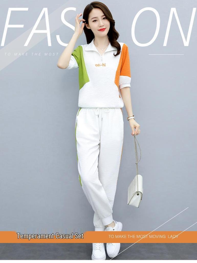 Women's Sporty Chic Petite Two-Piece Set - 2022 Summer Style - Figure-Flattering & Youthful Look