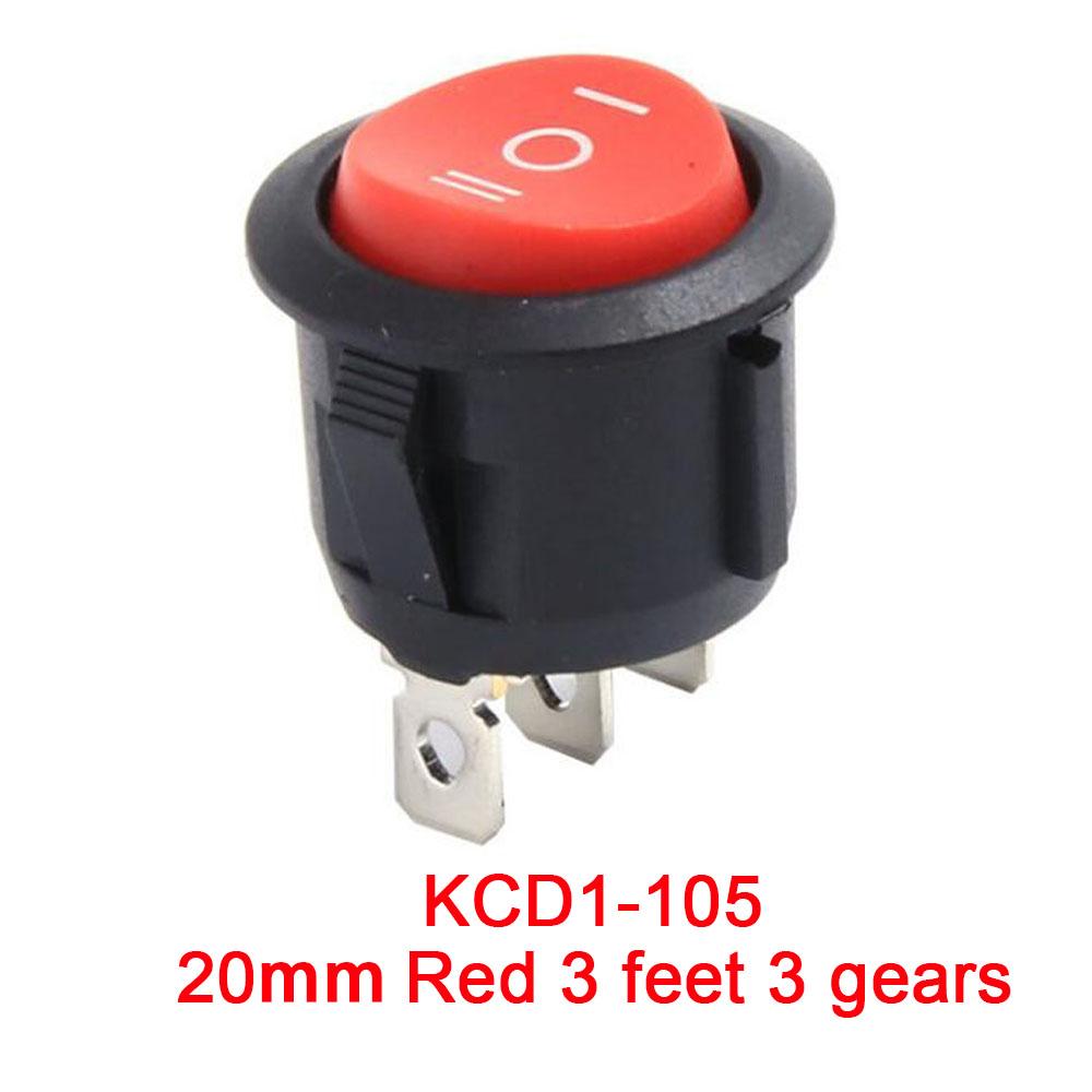 10 PIEZAS Interruptor Circular Tipo Barco con Lámpara 3 Pines/2 Pines KCD1-105 Interruptor Basculante de Segunda y Tercera Velocidad con Interruptores de Luz4