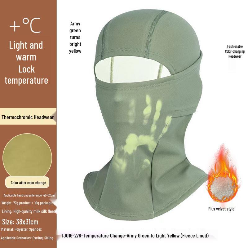 Color-Changing Thermal Winter Cycling Balaclava: Velvet-Lined, Windproof, Heat-Sensitive Ski Face Mask.