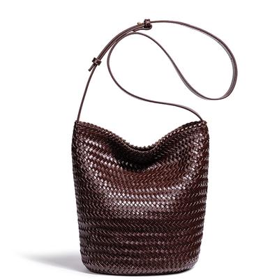 Y New Retro Large-capacity Bucket Bag Woven Bag Handmade Casual Versatile Single Shoulder Oblique Span Women's Bag