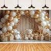 Boho Pampas Teddy Bear Photography Background Balloons Arch Tent Decor Cake Smash Baby 1st Birthday Indoor Photocall Backdrops