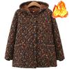 Women's Winter Plus Size Fleece-Lined Warm Coat Hooded Casual Jacket for Middle-Aged and Elderly Women