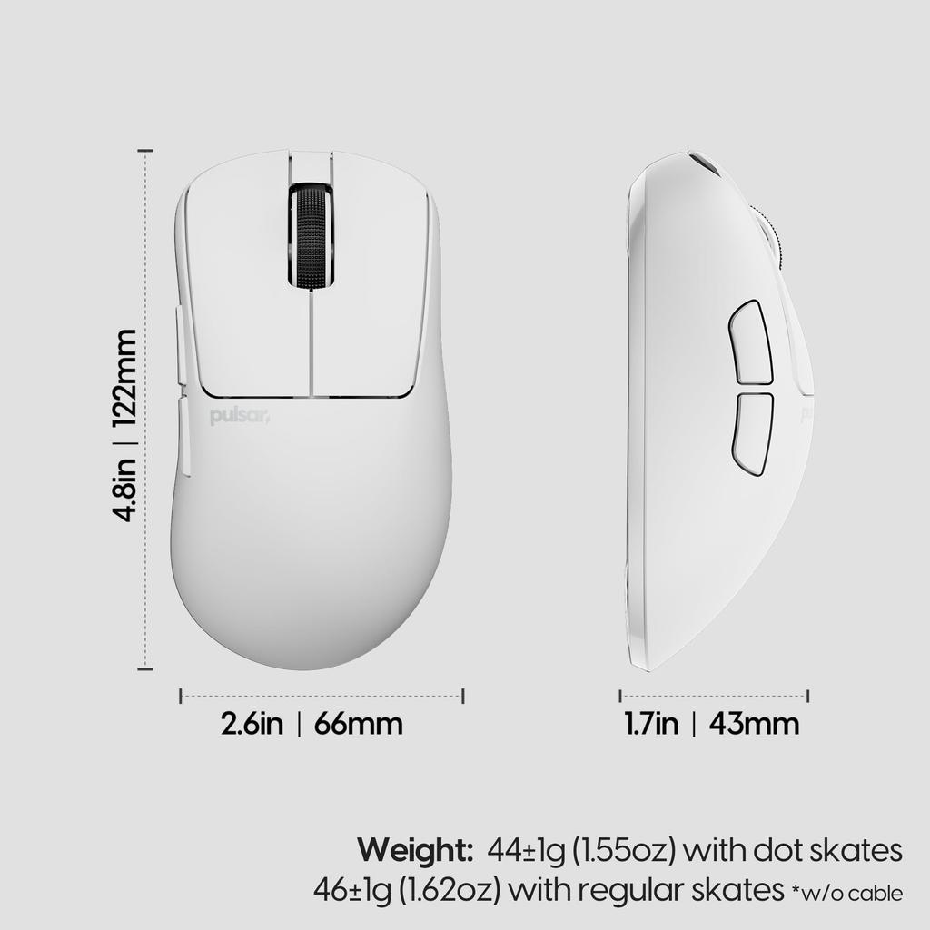 Pulsar Xlite CrazyLight Wireless Gaming Mouse 44g Ultra-Lightweight 32000DPI 8K Ready Uyuni White Model Number PXLCL202