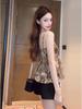 Vintage Leopard Print Suspender Vest Women's Summer V-neck Versatile Streamer Sleeveless Top