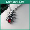 Gothic Punk Red Crystal Spider Pendant Necklace For Women With Alloy Chain