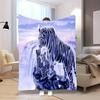 1pc Cozy White Tiger Print Blanket - Soft & Warm Flannel, 100% Polyester, Machine Washable, Perfect for Naps, Camping, Travel, O