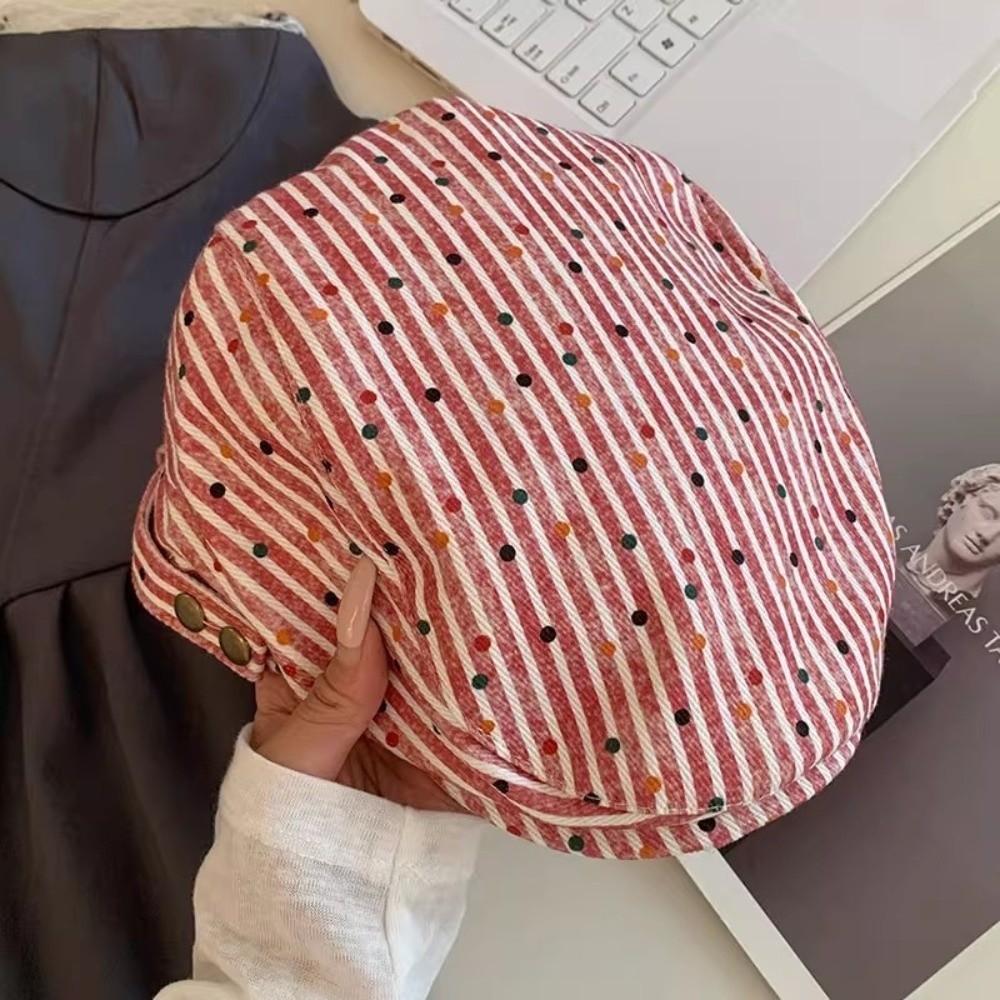 Y2k Stripped Berets Vintage Painter Cap Japanese Polka Dot Beret  Streetwear