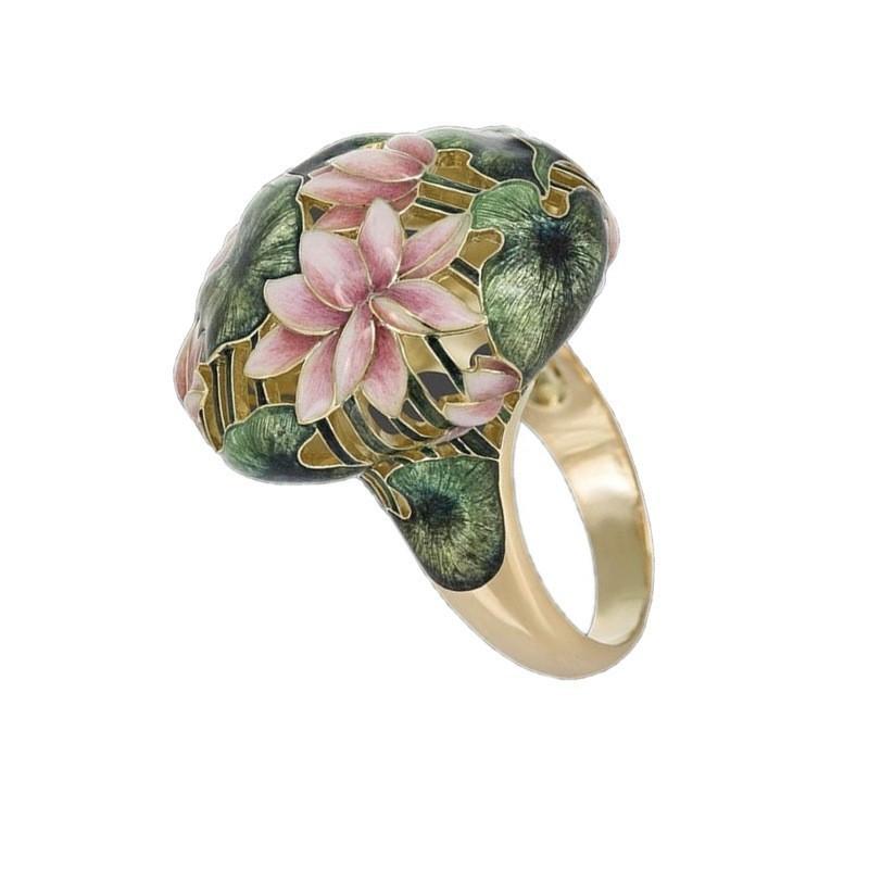Milangirl Creative ring female European and American Retro color enamel ring exaggerated flower ring jewelry