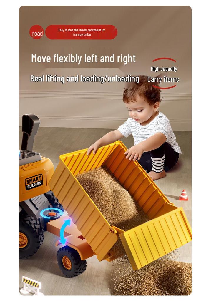 Oversized Toy Excavator Truck for Boys – Digger Dump and Transport Engineering Vehicle with Crane Shovel
