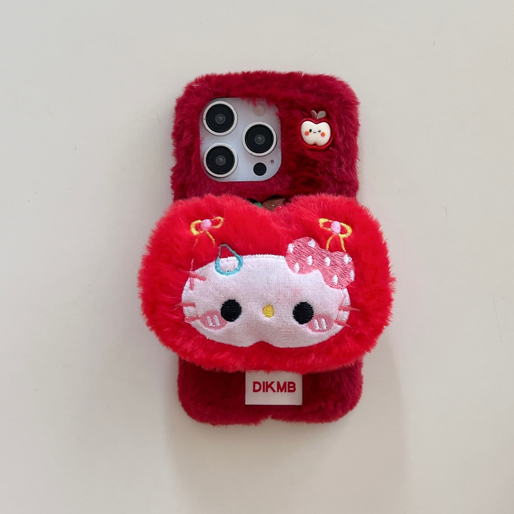 

Luxury Cute 3D Rabbit Hair Apple Hello Kitty Fur Fluffy Phone Case For iPhone 13 Pro Max 14 15 16 17 Pro Max Shockproof Cover iPhone 15 красный