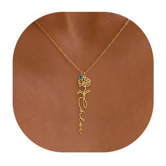 Birth Flower Necklace Women Flower Pendant Necklace Birth Month Flower Necklace Mother's Day Birthday Gift for Mom Sister Best Friend Her