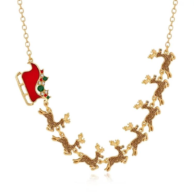 

Stylish Christmas Reindeer Necklace Gold Plated Chain Choker Adjustable Length Neckchain for Seasonal Fashion Lovers 1