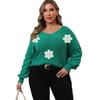 A Large-sized Sweater with Pineapple Sleeves and A Patchwork Base Layer, A Three-dimensional Flower Patchwork Pearl Embroidery Pullover for Women