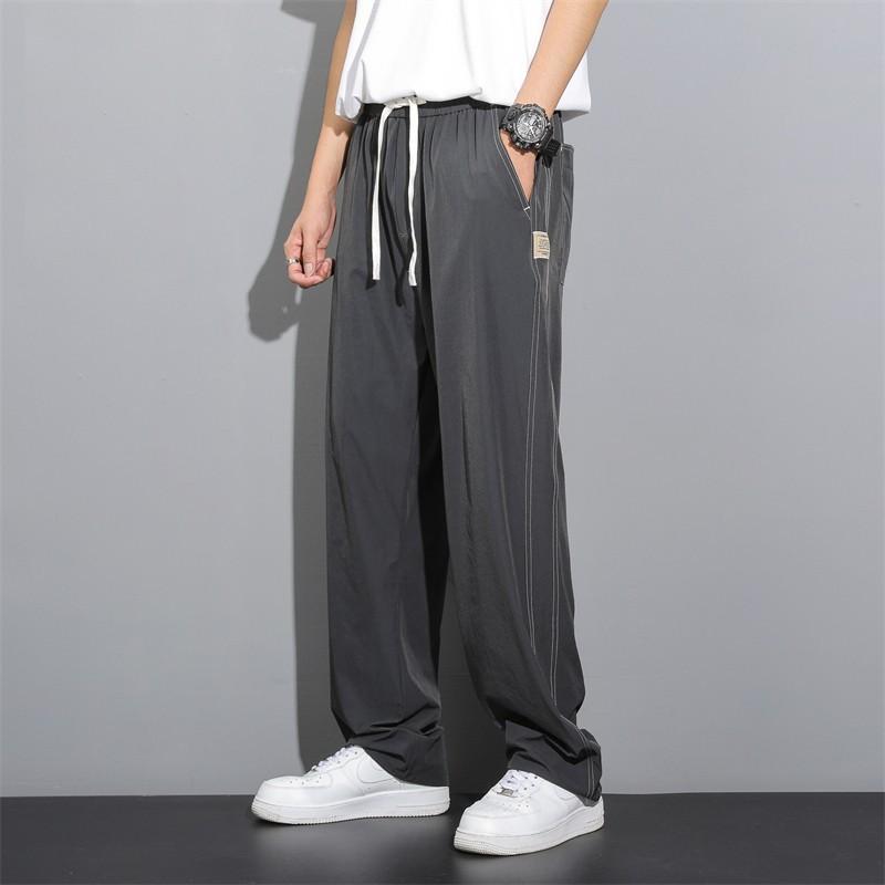 Ice Pants Men's Summer and Summer Loose Mopping Wide Legs Thin High-end Trendy Handsome Straight Casual Pants
