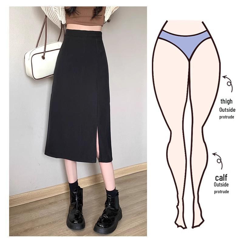 2024 High-Waisted Slit Midi Pencil Skirt: Summer Slimming A-line Bodycon Skirt for Women