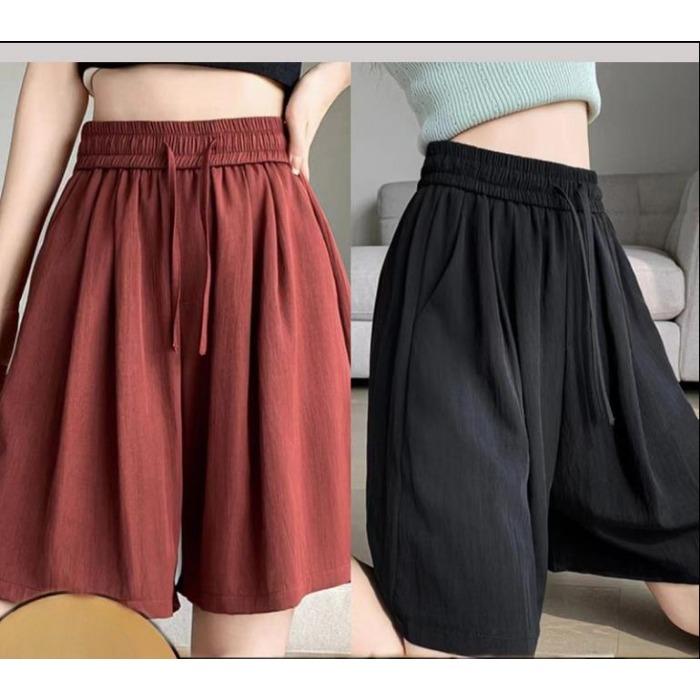 

Summer Cool Lightweight Pants Women Loose Wide Leg Capri Casual Lounge Shorts Breathable XXL