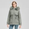Ladies Winter Hooded Shearling Parka Down Jacket Mid-Length