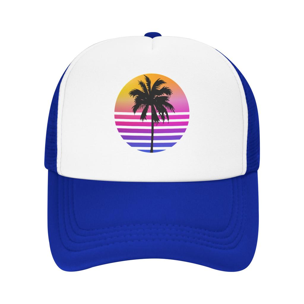 Fashion Retro s Sunset Palm Tree Aesthetic  Mesh baseball cap  Vintage Denim Hat Sun Hats