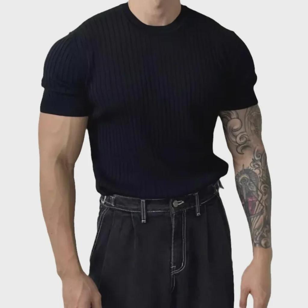 "Men's High-End European and American Fashion Summer T-Shirt: Breathable, Light, Short-Sleeve Casual Top"