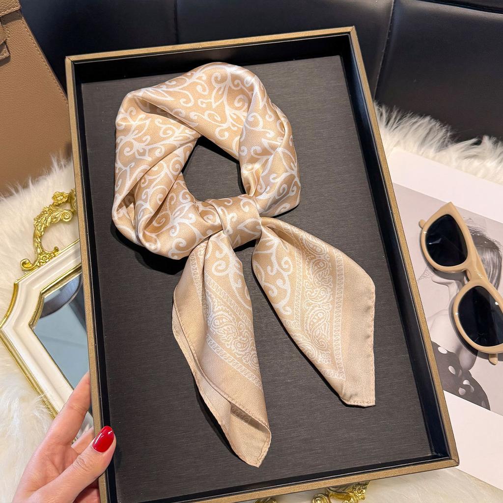 Spring Small Silk Scarf Korean Version Imitation Silk Scarf Women'S Retro Decorative Square Scarf Small Scarf Tied Bag Ribbon