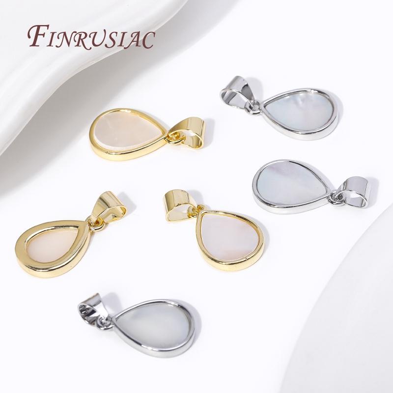 Trendy Rhodium/18K Gold Plated Natural Shell Drop Shape Charms Pendants For Necklace Making DIY Jewelry Accessories