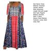 Summer Lady Dress Pleated Ethnic Style Print A-line Loose Hem Side Pockets Round Neck Soft Bohemian Short Sleeves Mid-calf Length Women Daily