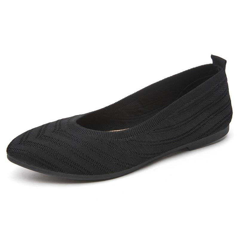 Shoes Women's Summer Solid Color Pointed Flat Bottom Women's Shoes Casual Breathable Women's Hollow Cloth Shoes Not Tired Feet Single Shoes