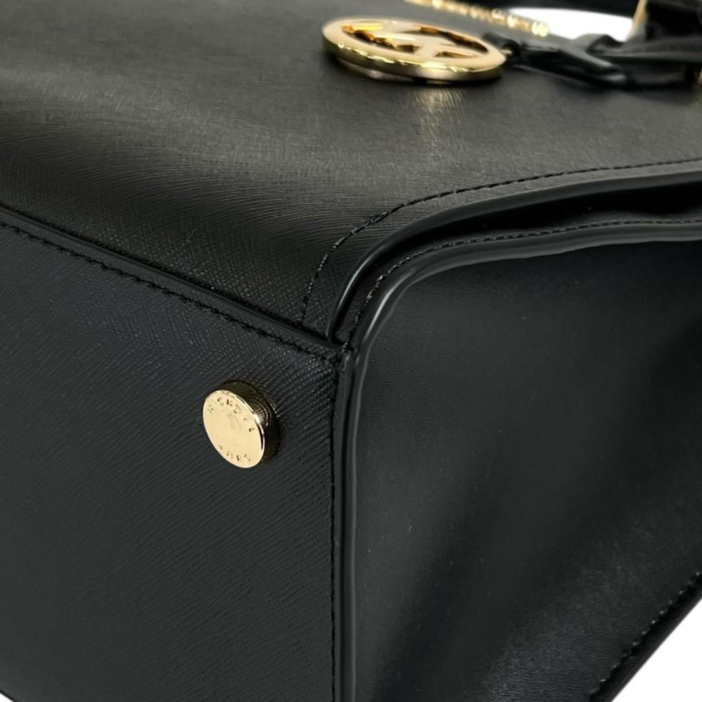 Michael Kors Satchel Shoulder Bag Handbag Leather Black Women 35T0GWXS3L Used