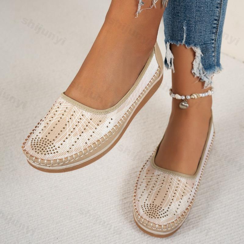 Fashion Hollow Breathable Stitching Women's 2025 Summer Flat Loafers Fashion Trend Versatile Shoes Comfortable Lightweight Single Shoes