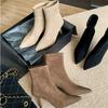 Hochwertige Damen-Ankle-Boots mit spitzer Zehenpartie, modischer Reißverschluss, dünne Absätze, Schuhe für Herbst und Winter, Chelsea-Kurzstiefeletten