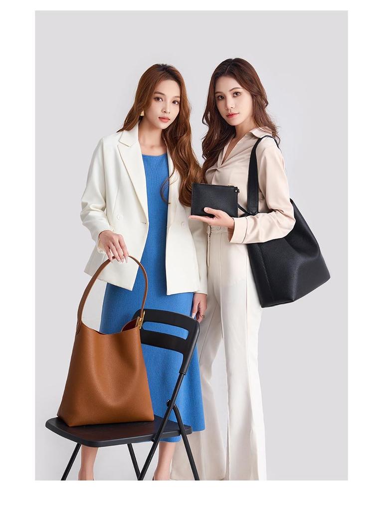 Large Capacity Lychee Grain Crossbody Tote Bag