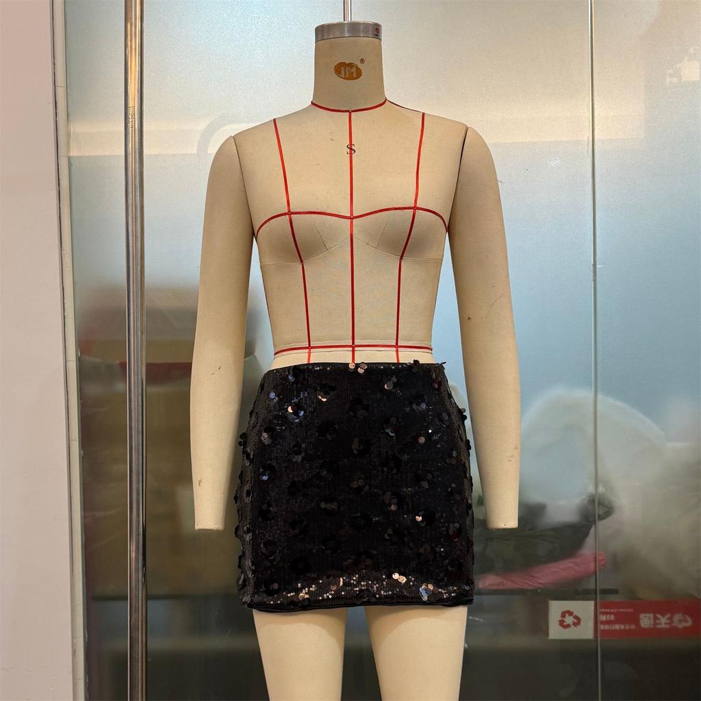 Women's Fashion Multicolor Floral Sequin Bodycon Short Skirt