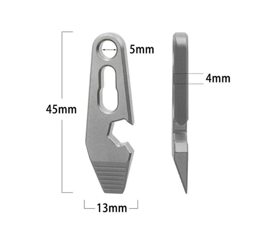 Mini Titanium Alloy Crowbar Ruler Keychain Pendant Multi-function Screwdriver M4/6/8 External Hex Wrench Bottle Opener EDC Tool