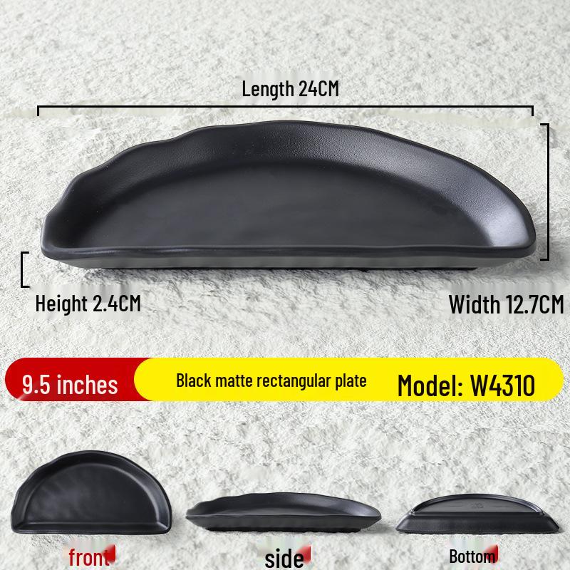 Black Matte Melamine Rectangular Drop-Resistant Plate for BBQ and Sides